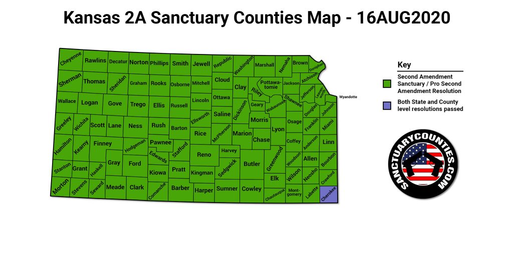 Kansas 2A Sanctuary Counties Map