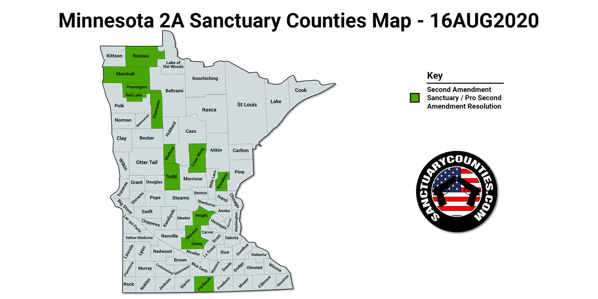 Minnesota 2A Sanctuary Counties Map