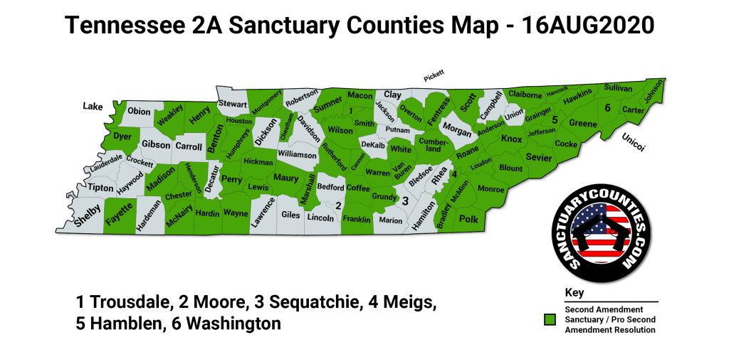 Tennessee 2A Sanctuary Counties Map