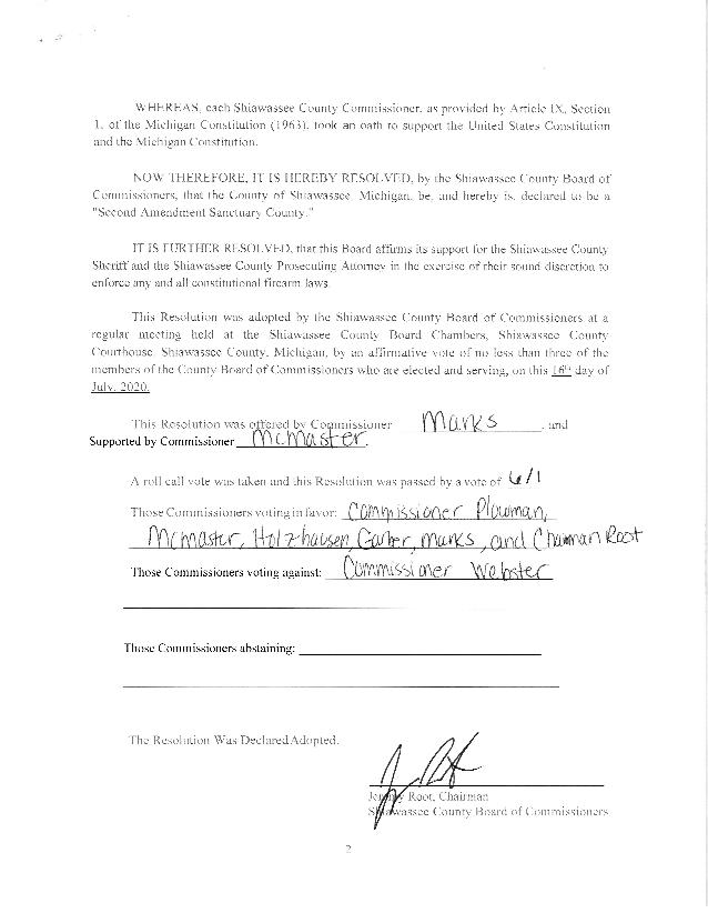 Shiawassee County Second Amendment Sanctuary Resolution - Page 2