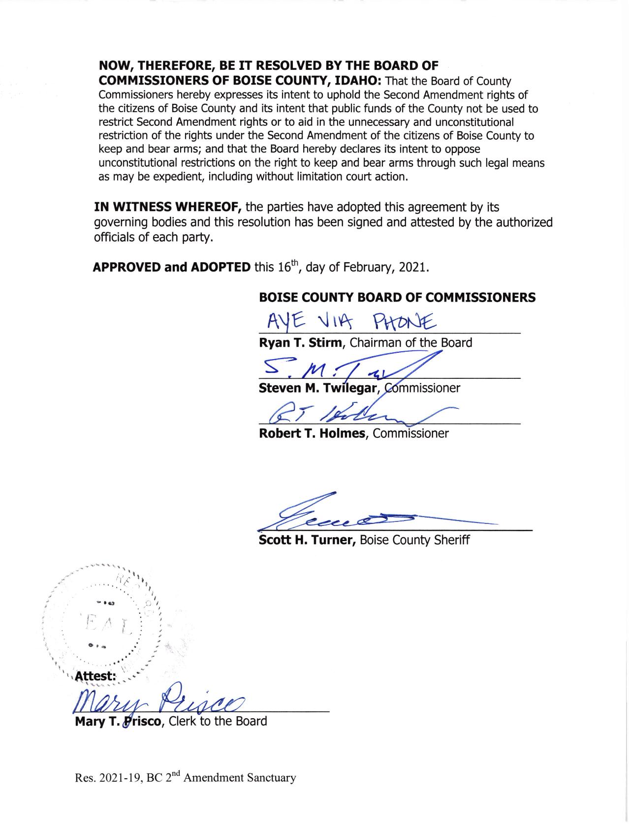 Boise County Idaho Resolution Page 2