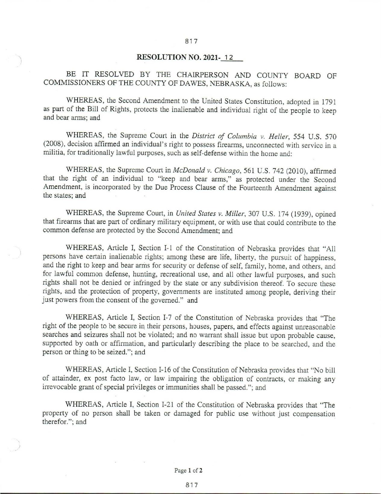 Dawes County Nebraska 2nd Amendment Page 1