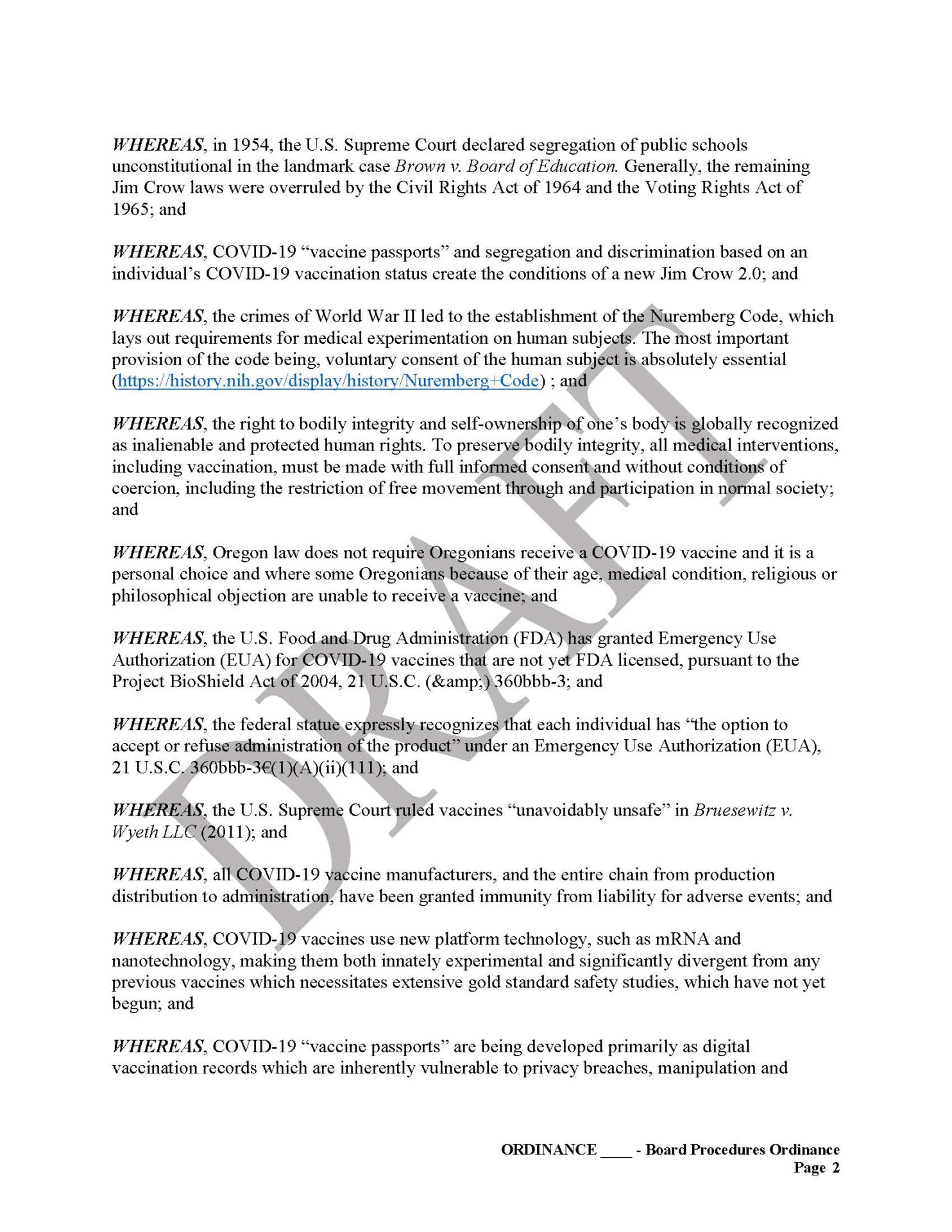 Yamhill County, OR Vaccine Passport Sanctuary Draft Page 2