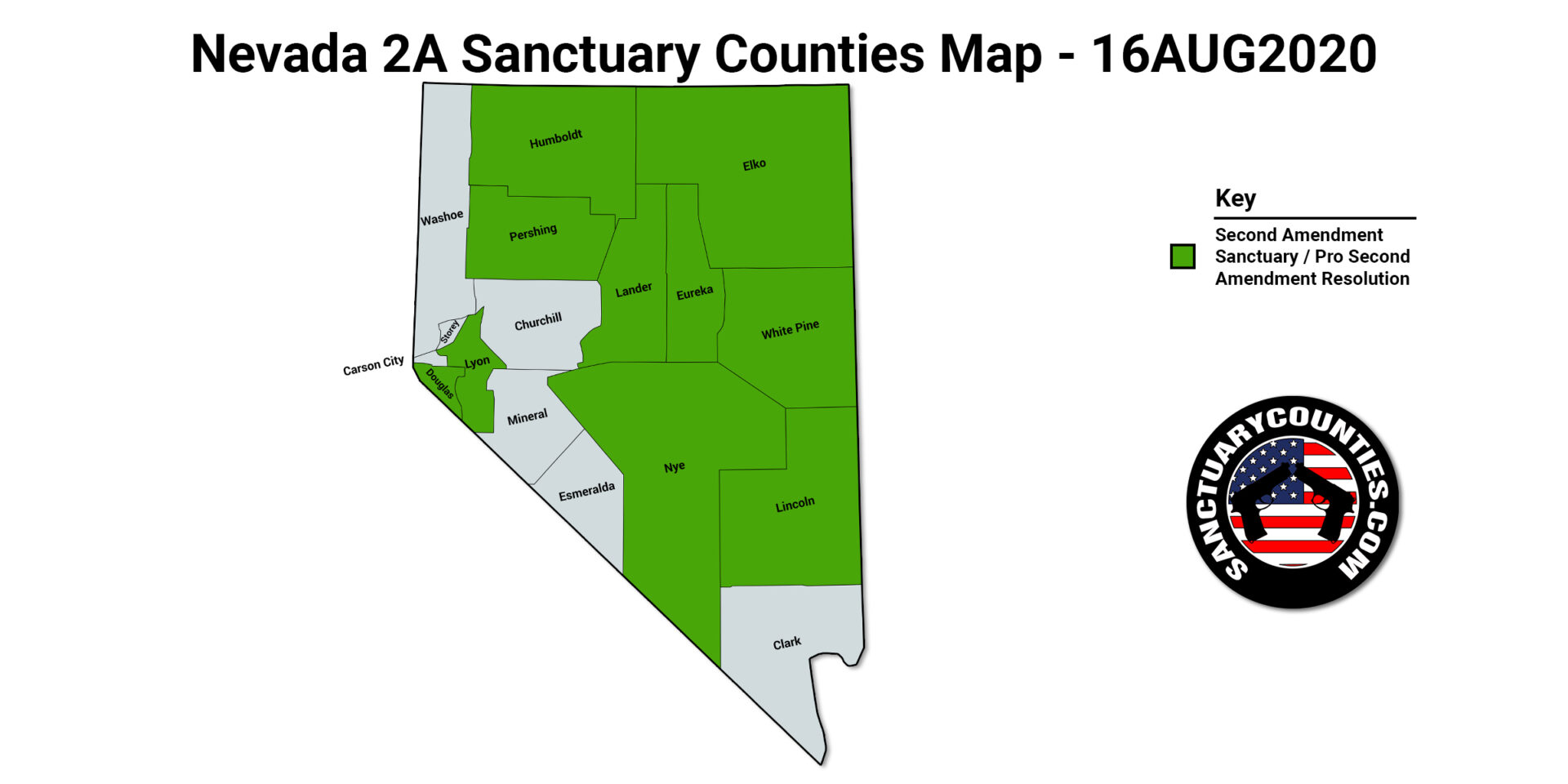 Nevada 2A Sanctuary Counties Map