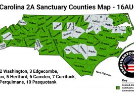 North Carolina 2A Sanctuary Counties Map