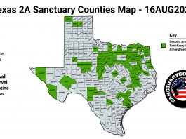 Texas 2A Sanctuary Counties Map