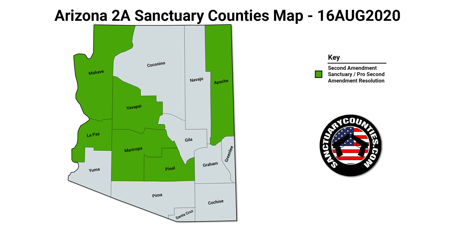 Arizona 2A Sanctuary Counties Map