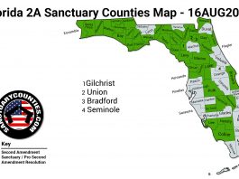 Florida 2A Sanctuary Counties Map