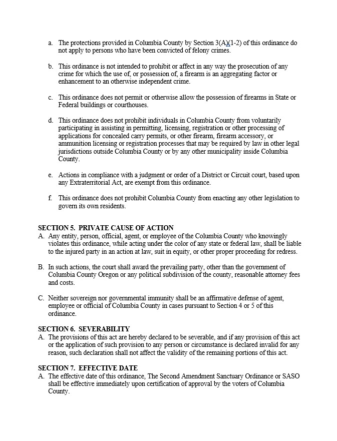 Columbia County Second Amendment Sanctuary Ordinance Page 4