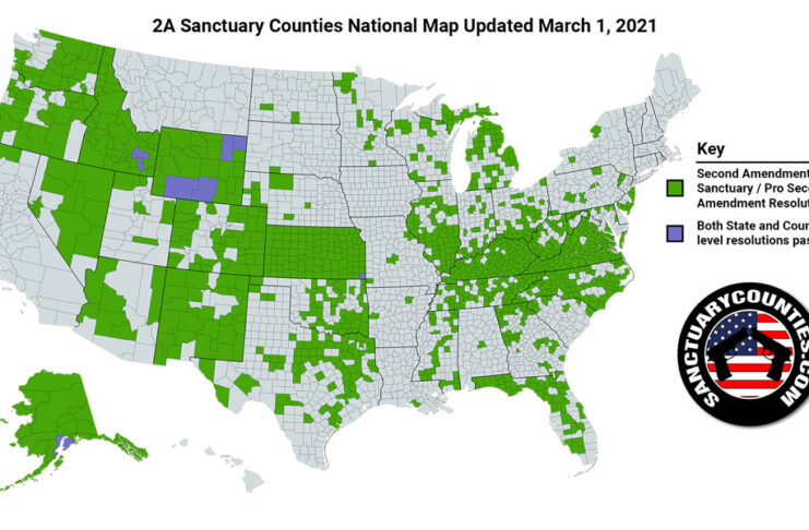 National Second Amendment Sanctuary Map Updated March 1, 2021