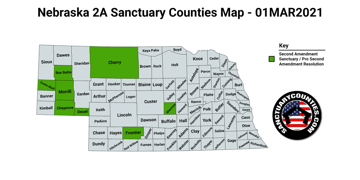 Nebraska Second Amendment Sanctuary State Map