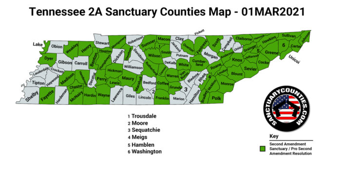 Tennessee Second Amendment Sanctuary State Map