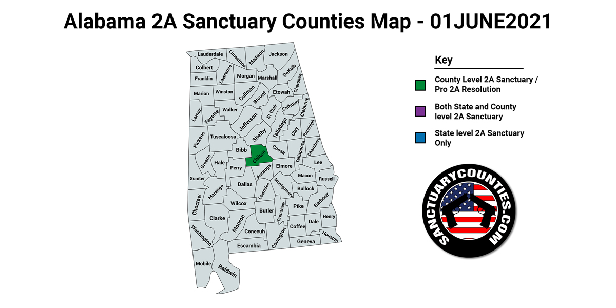 Alabama Second Amendment Sanctuary Updated Map June 01 2021
