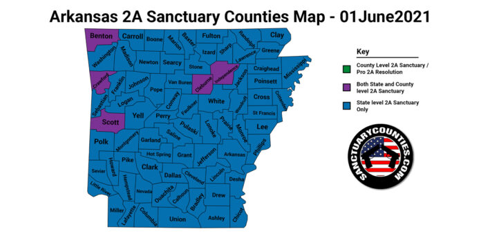 Arkansas Second Amendment Sanctuary Updated Map June 01 2021