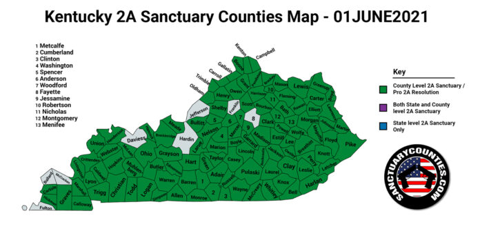Kentucky Second Amendment Sanctuary Updated Map June 01 2021