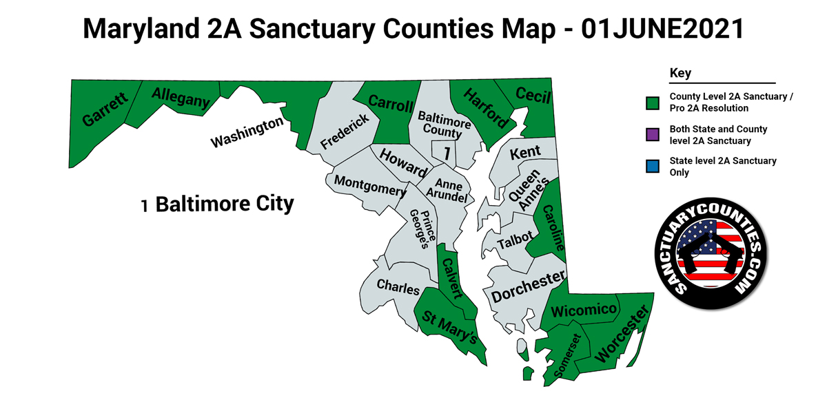 Maryland Second Amendment Sanctuary Updated Map June 01 2021