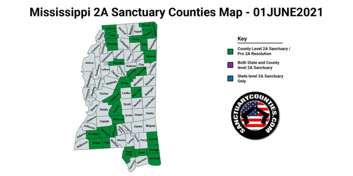 Mississippi Second Amendment Sanctuary Updated Map June 01 2021