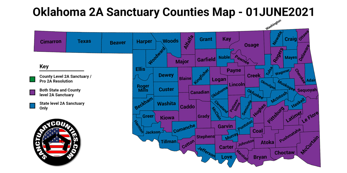 Oklahoma Second Amendment Sanctuary Updated Map June 01 2021