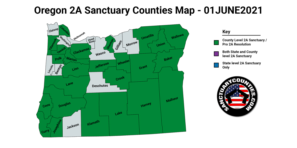 Oregon Second Amendment Sanctuary Updated Map June 01 2021