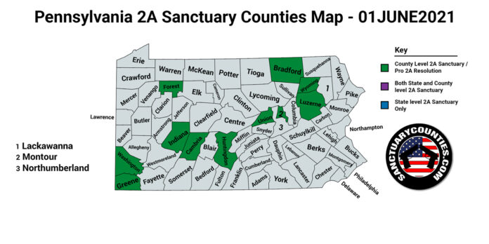 Pennsylvania Second Amendment Sanctuary Updated Map June 01 2021